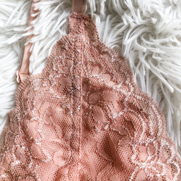 Blush Lace Mesh Lined Triangle Bralette - Picture 7 of 12